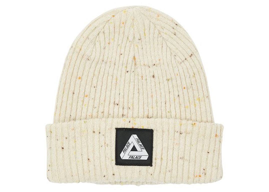 Pre-owned Palace Nepped Tri-ferg Patch Beanie Off-white