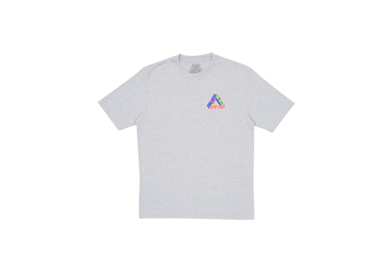 Palace P-3D T-Shirt (Summer 2017) Grey Marl/Blue/Yellow/Pink Men's