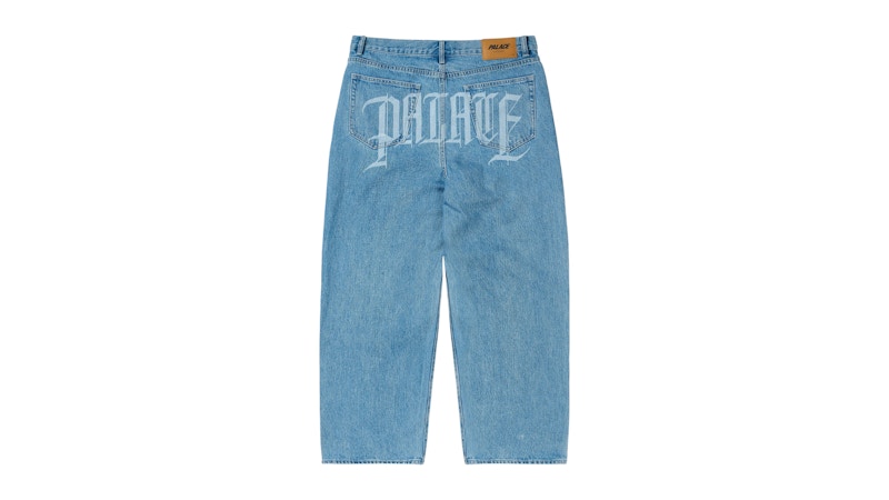 Palace P90 Baggy Script Jean Distressed Light Stone Wash メンズ