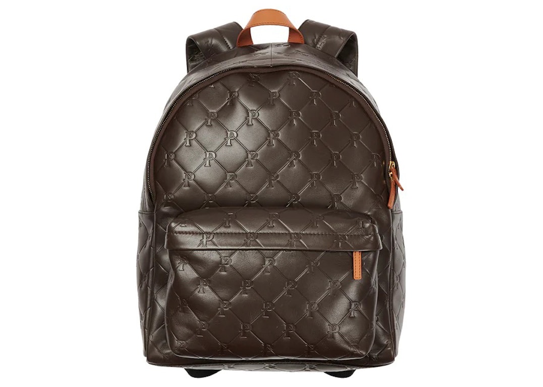 Pre-owned Palace Pal-m-gram Leather Backpack Brown