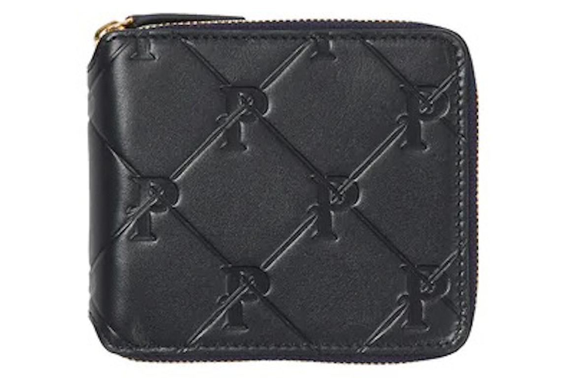 Pre-owned Palace Pal-m-gram Leather Zip Wallet Midnight Blue