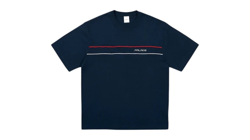 Palace Piped Panel T-Shirt Navy Men's - SS25 - US