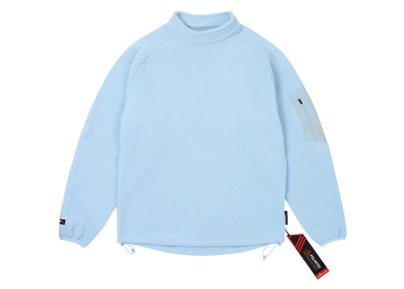 Light blue mock clearance neck