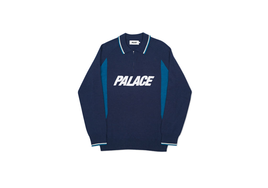 Palace Polo Zip Knit Blue