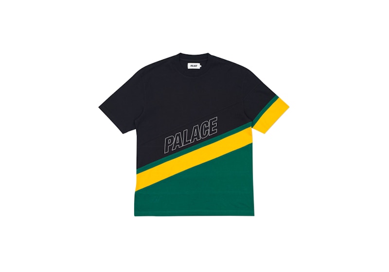 Palace R Stripe T Black/Yellow/Green