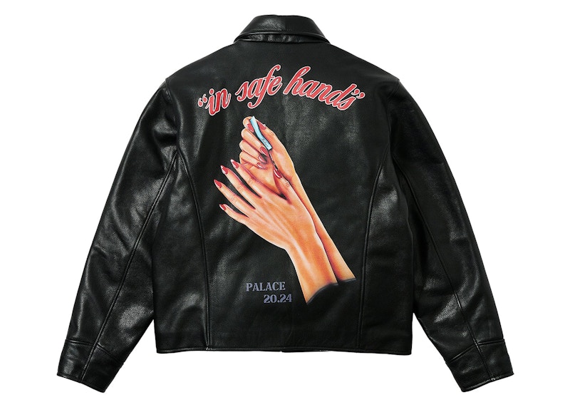 Palace Safe Hands Leather Jacket Black