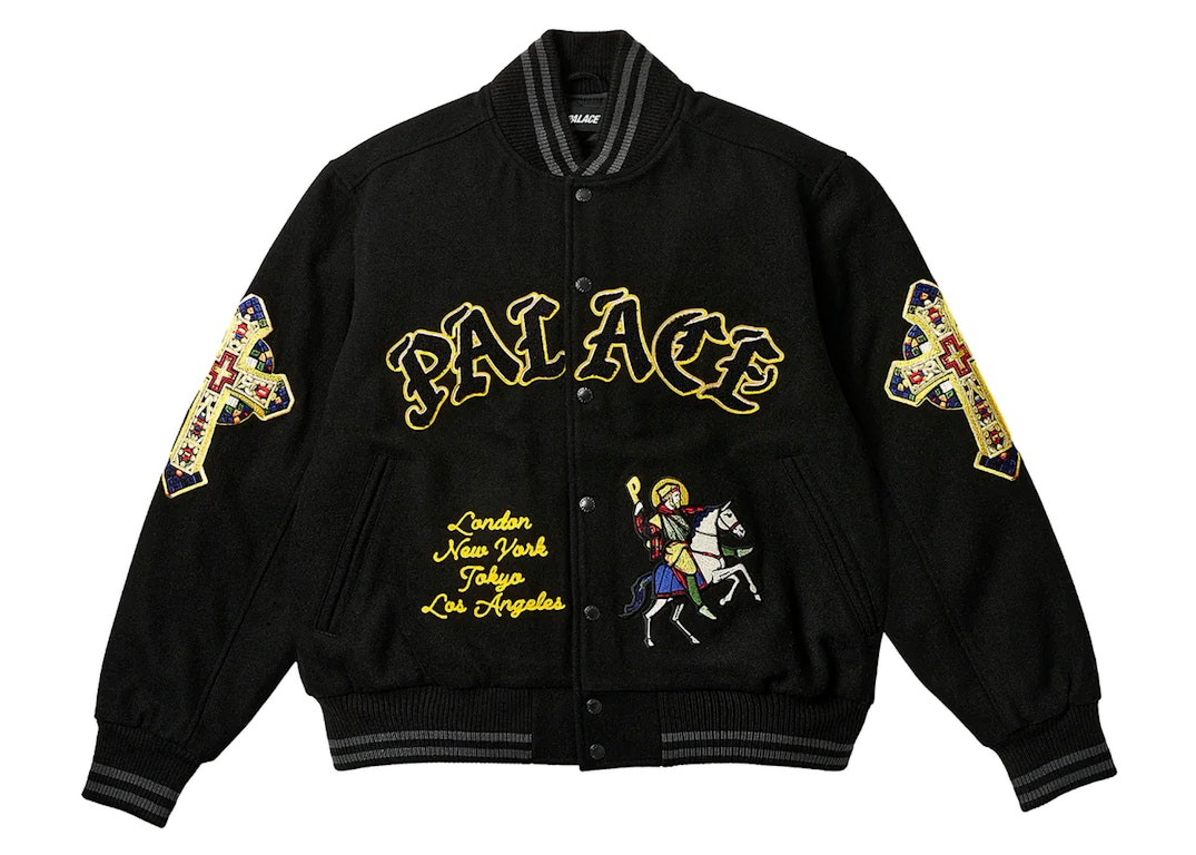 Pre-owned Palace Saints Varsity Jacket Black