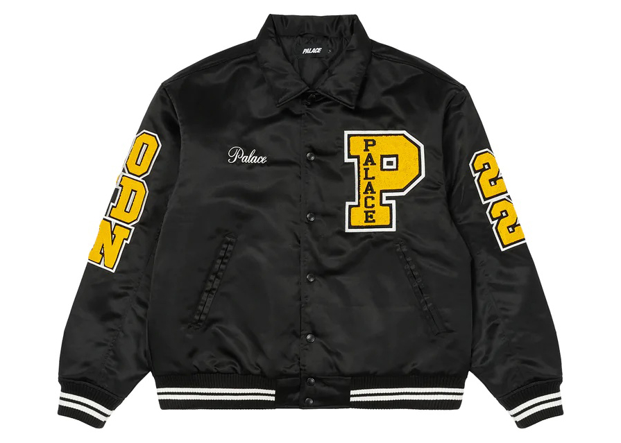 Palace Satin Varsity Jacket Black Men's - FW22 - US