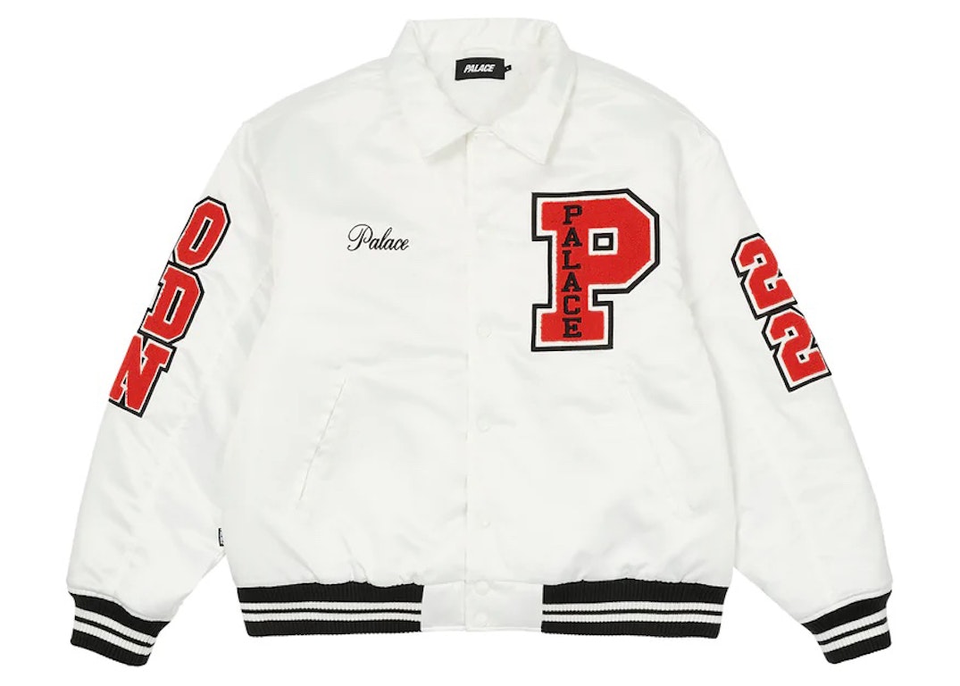 Pre-owned Palace Satin Varsity Jacket White