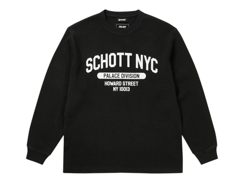 新品 26ss PALACE SMOKED WAFFLE BLACK S Palace Schott Waffle L/S Tee Black Men's - SS26 - US