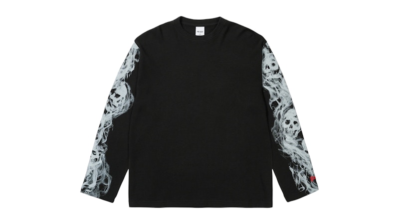 Palace Smoked Waffle L/S Tee Black Men's - SS26 - US