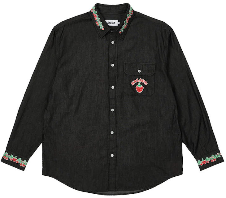 Palace Strawberry Embroidery Denim Shirt Black - SS22 Men's - US