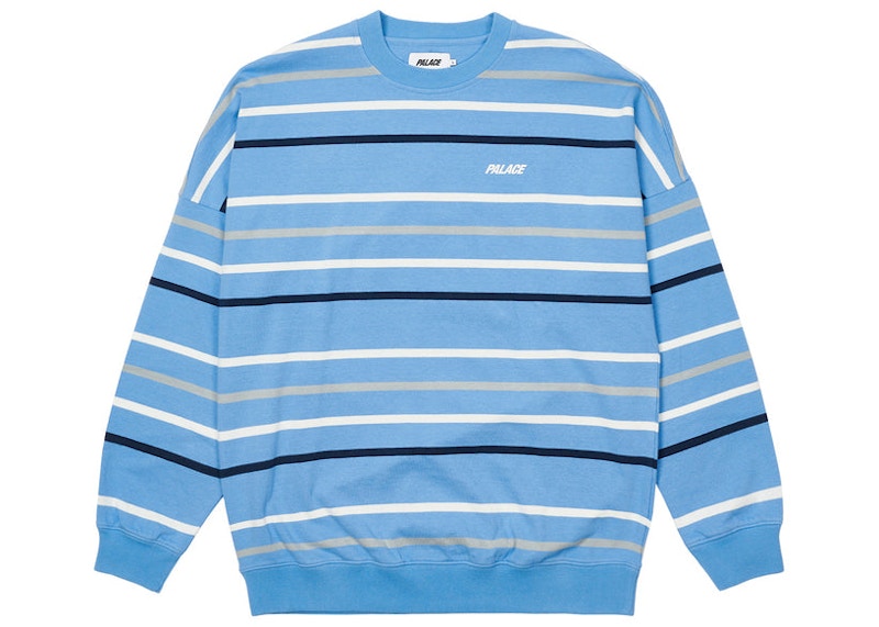 Palace Stripe Drop Shoulder Crew Blue Men's - SS22 - US