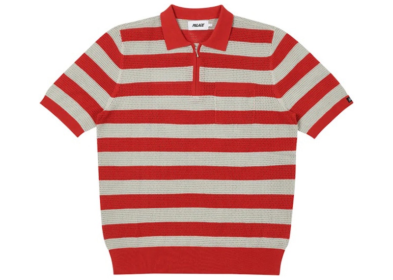 Palace Stripe Mesh Polo Red/Grey Men's - SS22 - US Palace Stripe Mesh Polo Red/Grey Men's - SS22 - US