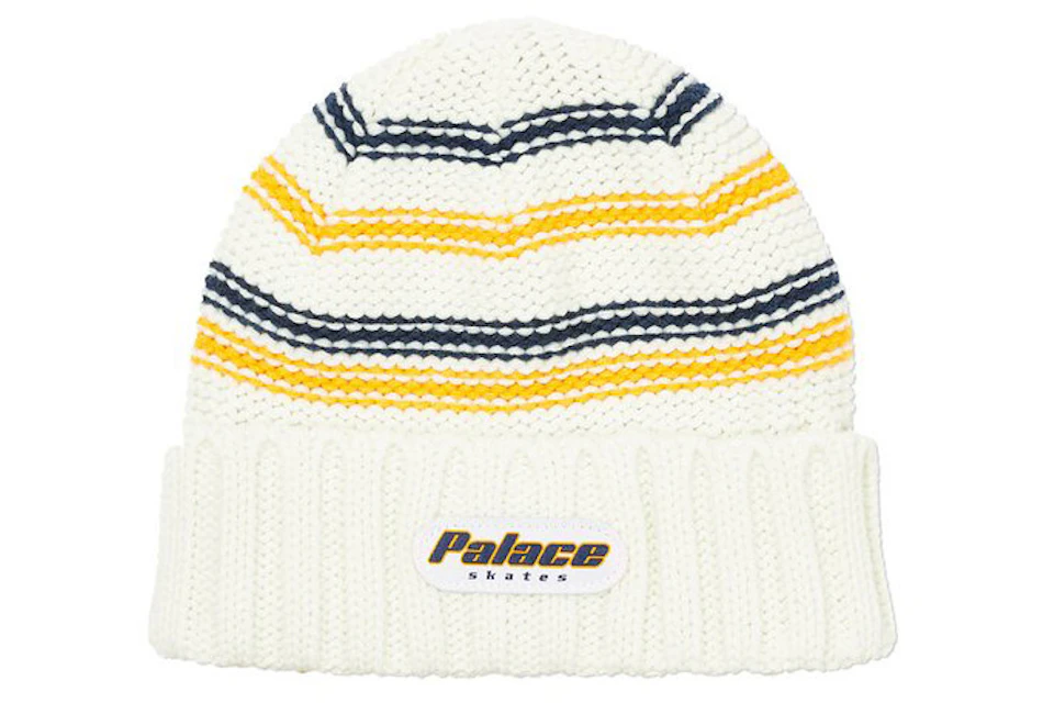 Palace Stripe Rib Beanie White