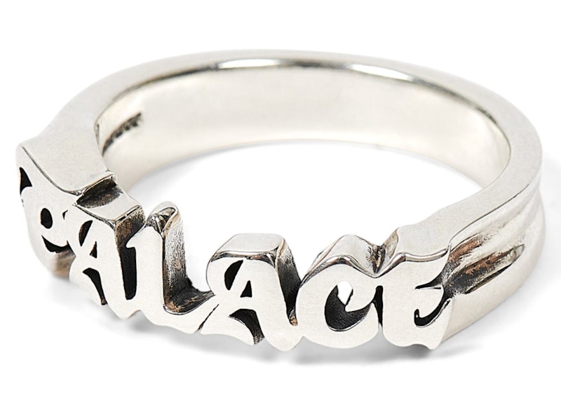 Pre-owned Palace Men's  Tgf Old Font Ring In Silver