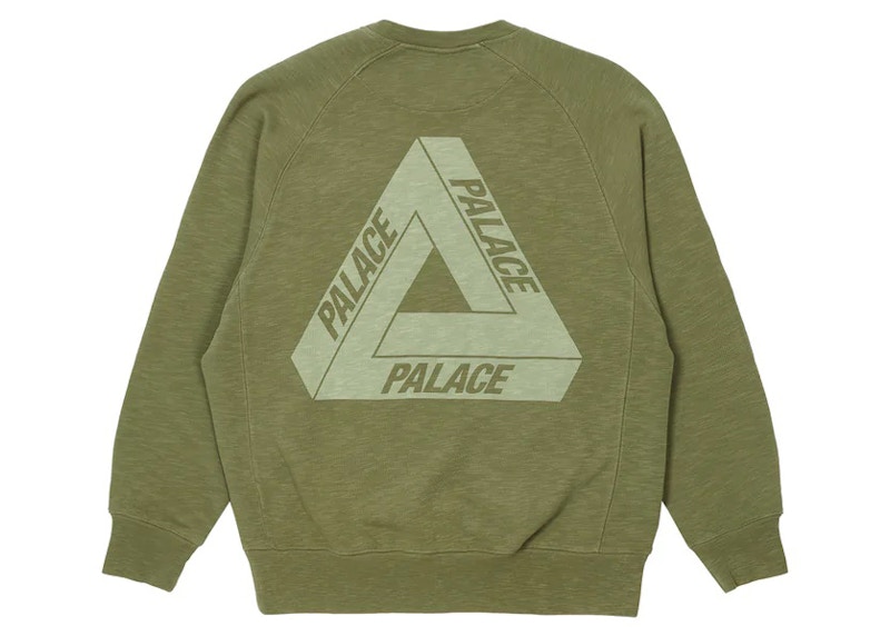 Palace Tri-Ferg Slub Crew Olive - FW22 Men's - US