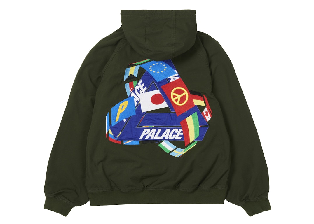 Pre-owned Palace Tri-flag Hooded Jacket Olive