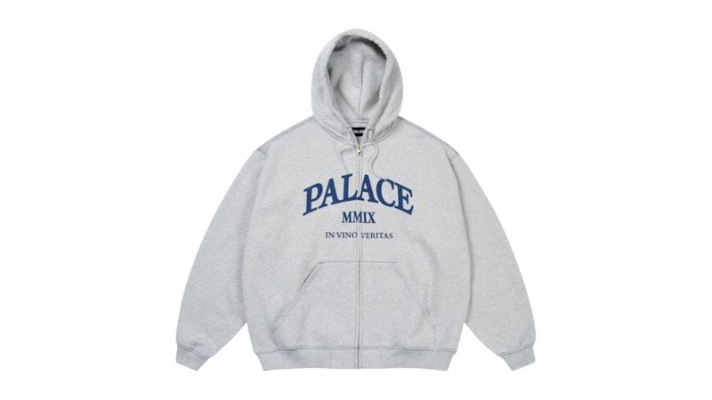 Palace Triple Stitch Veritas Zip Hood Grey Marl Men's - FW25