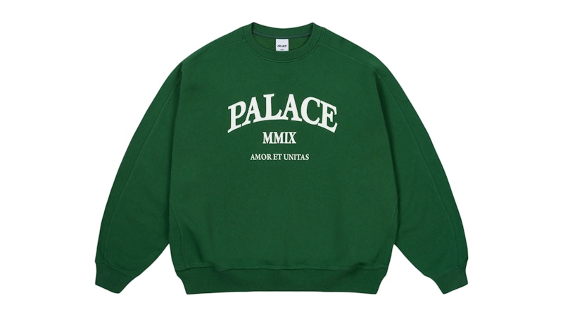 ★2023AW★Palace Unitas Crew Palace Unitas Oversized Crew Racey Green Men's - SS25 - US