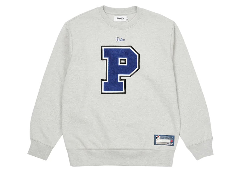 Palace Varsity Applique Crew Grey Marl Men's - FW22 - GB