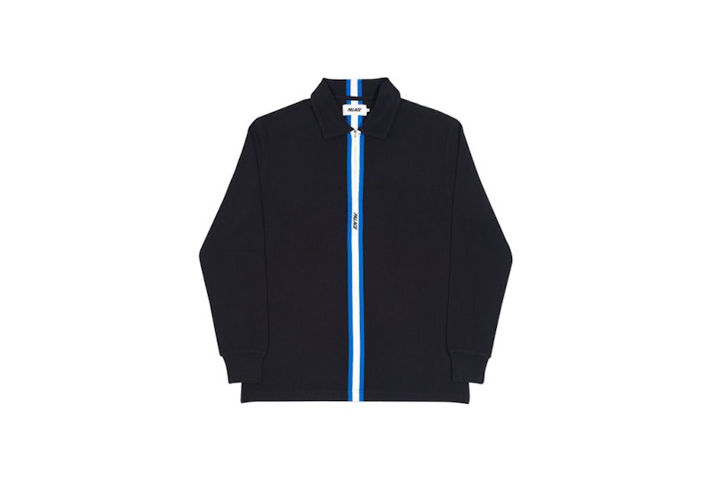 Pre-owned Palace Men's  Vertical Weave Zip Polo In Black