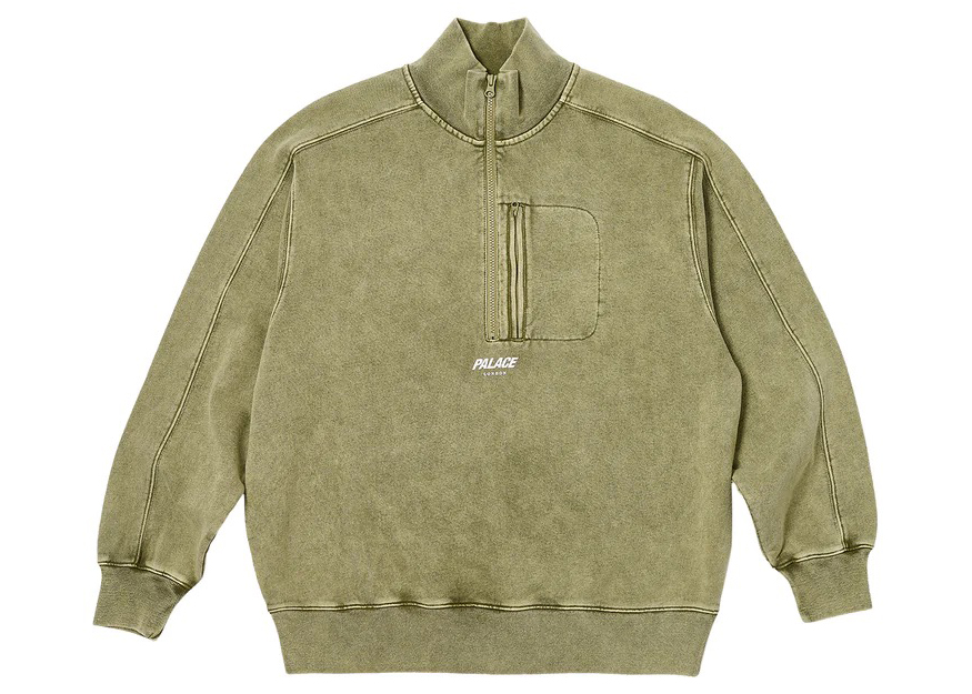 Palace Washed Terry 1/2 Zip Funnel Deep Green