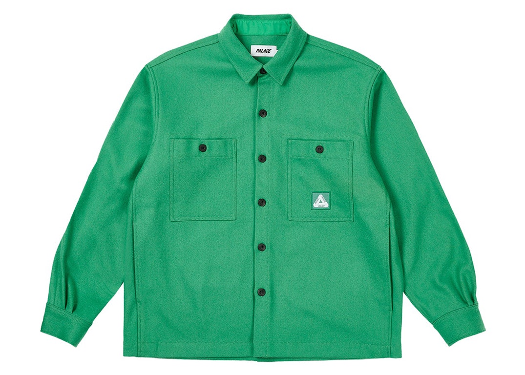Pre-owned Palace Wool Shirt Jacket Pea Green