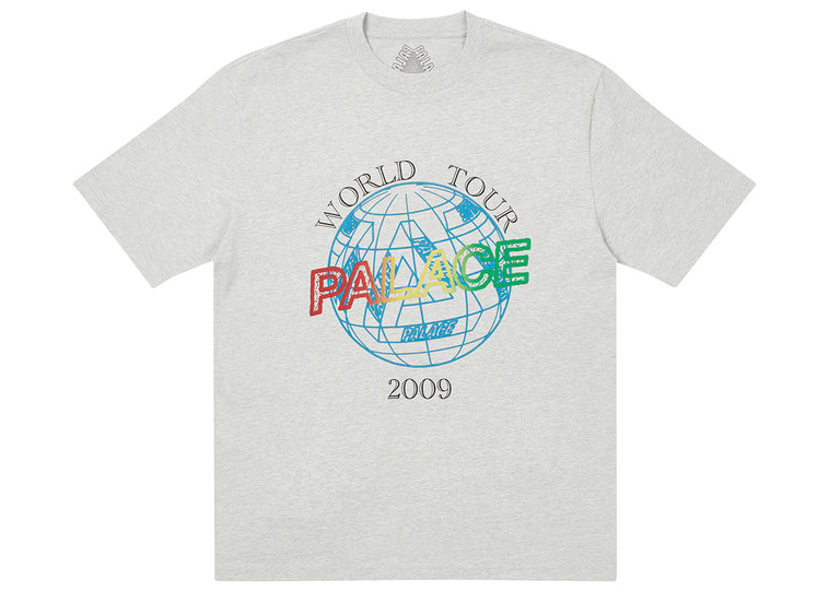 Palace World Tour T-shirt Grey Marl - SS22 男士- TW