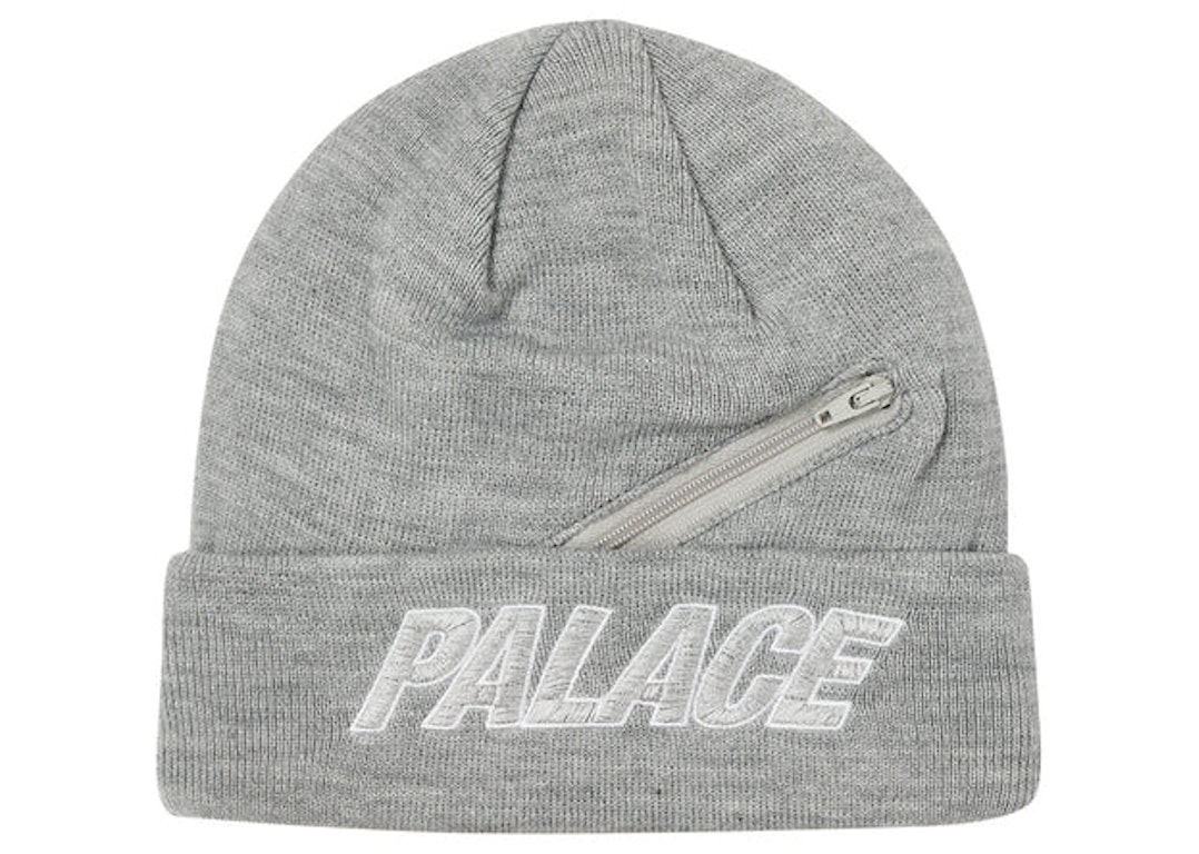 Pre-owned Palace Zip Pocket Beanie Grey Marl