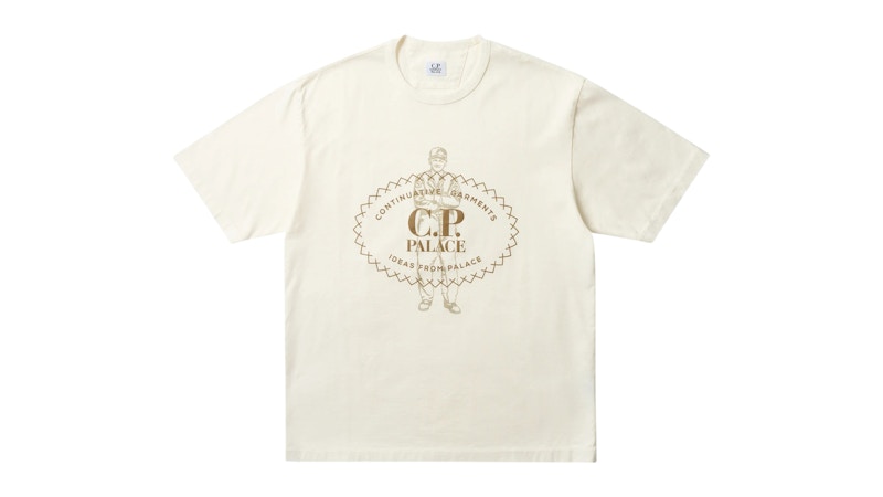 Pre-owned Palace Men's  X C.p. Company Mercerized Jersey 30/2 Twisted T-shirt In White