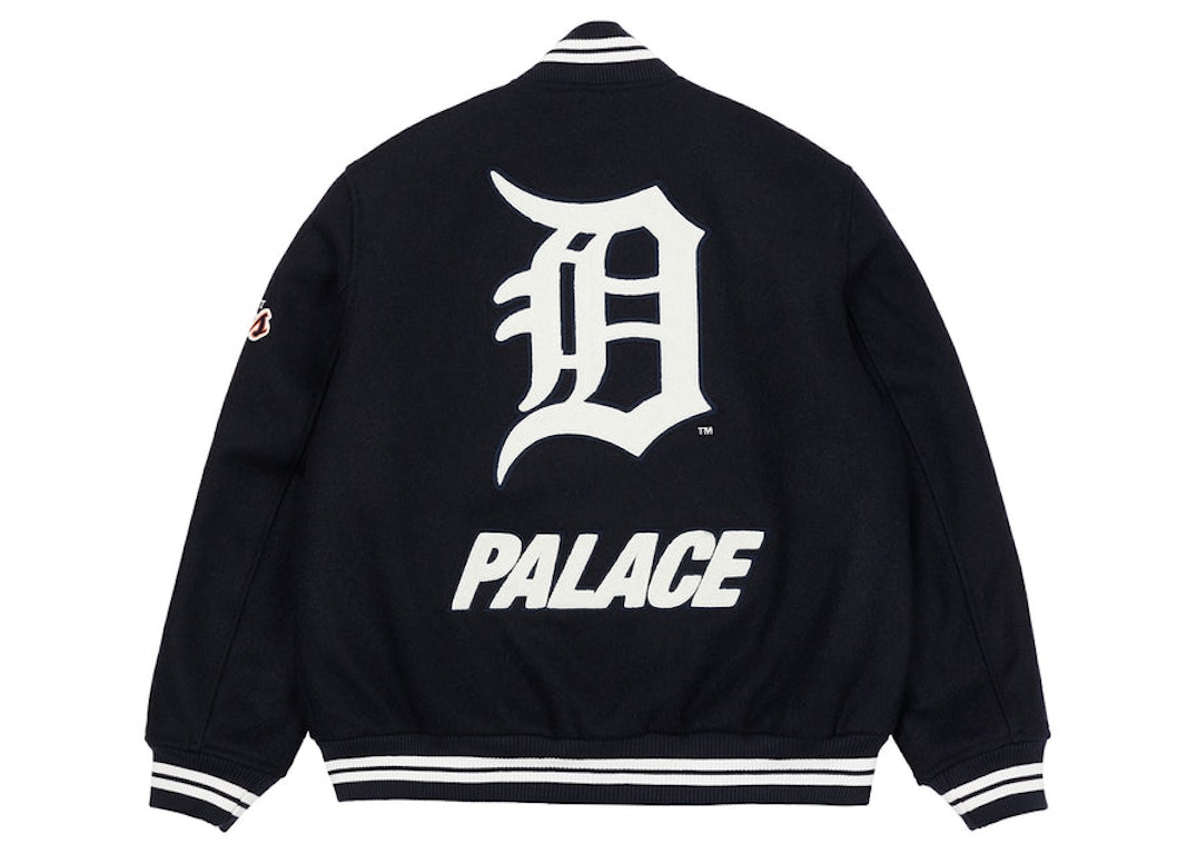 Pre-owned Palace X Detroit Tigers New Era Wool Stadium Jacket Navy