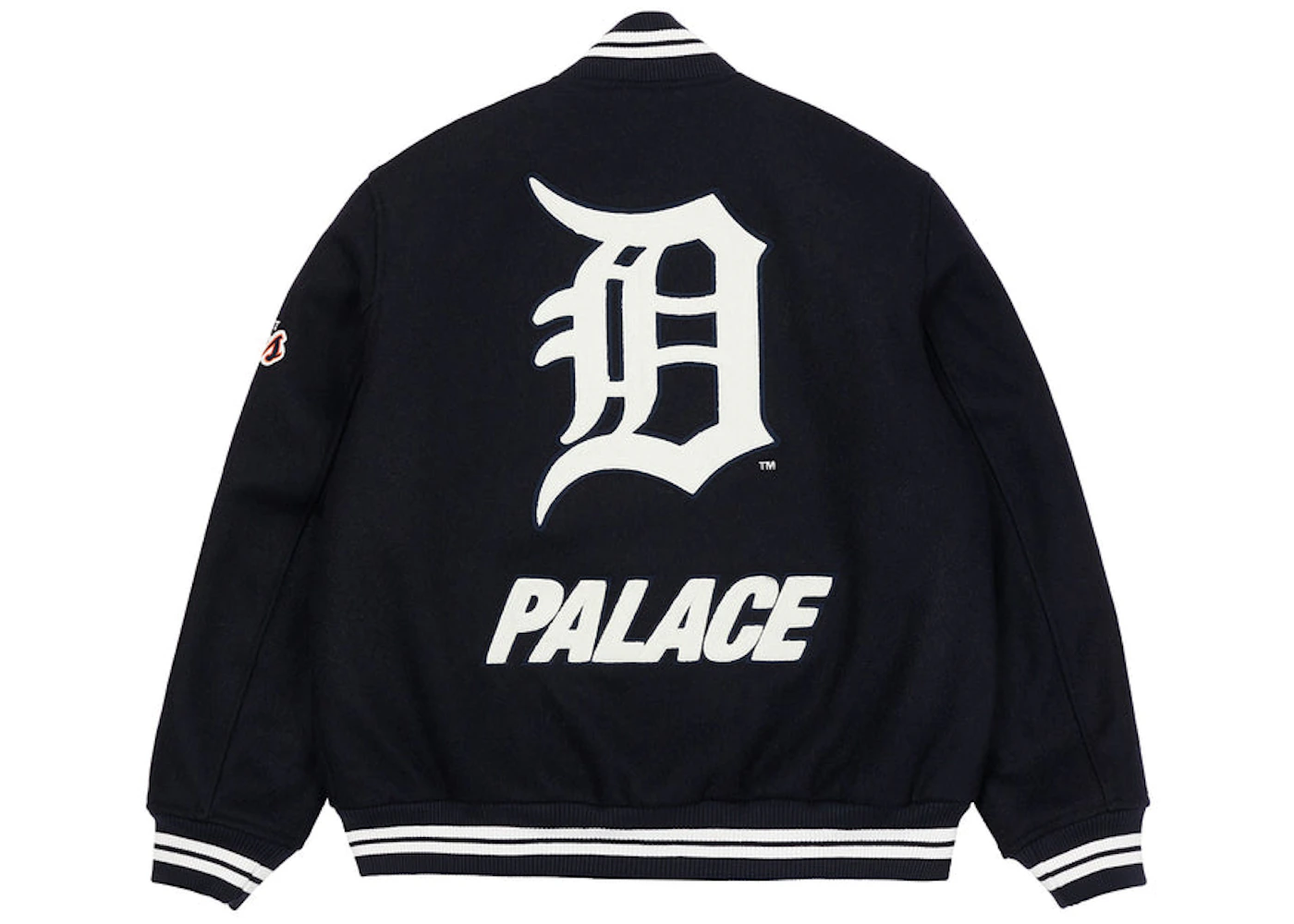 Palace X Detroit Tigers New Era Wool Stadium Jacket Navy Ss22 Palace X Detroit Tigers New Era Wool Stadium Jacket Navy Ss22
