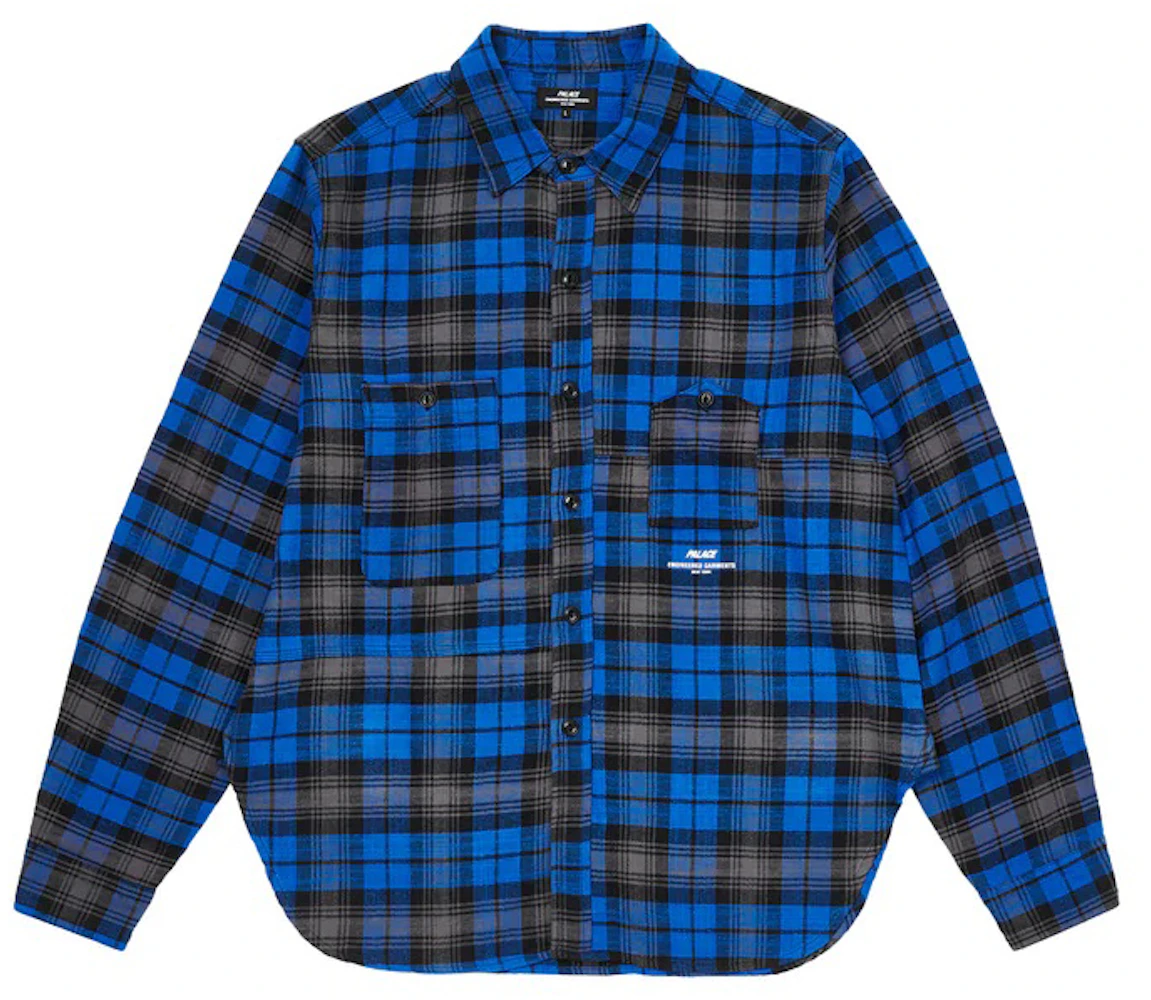Palace x Engineered Garments Panel Check Work Shirt Blue - FW22 - GB