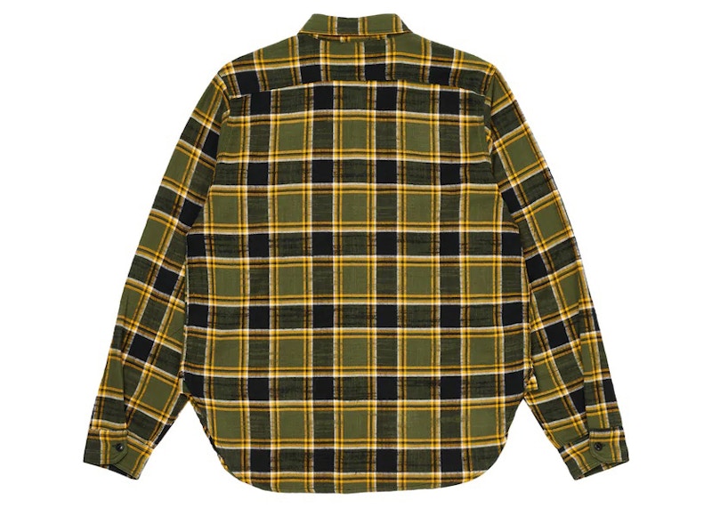 Palace x Engineered Garments Panel Check Work Shirt Olive Men's