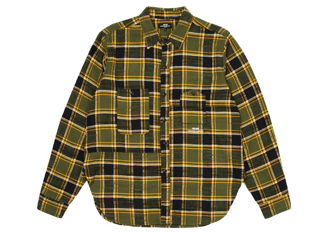 Pre-owned Palace X Engineered Garments Panel Check Work Shirt Olive