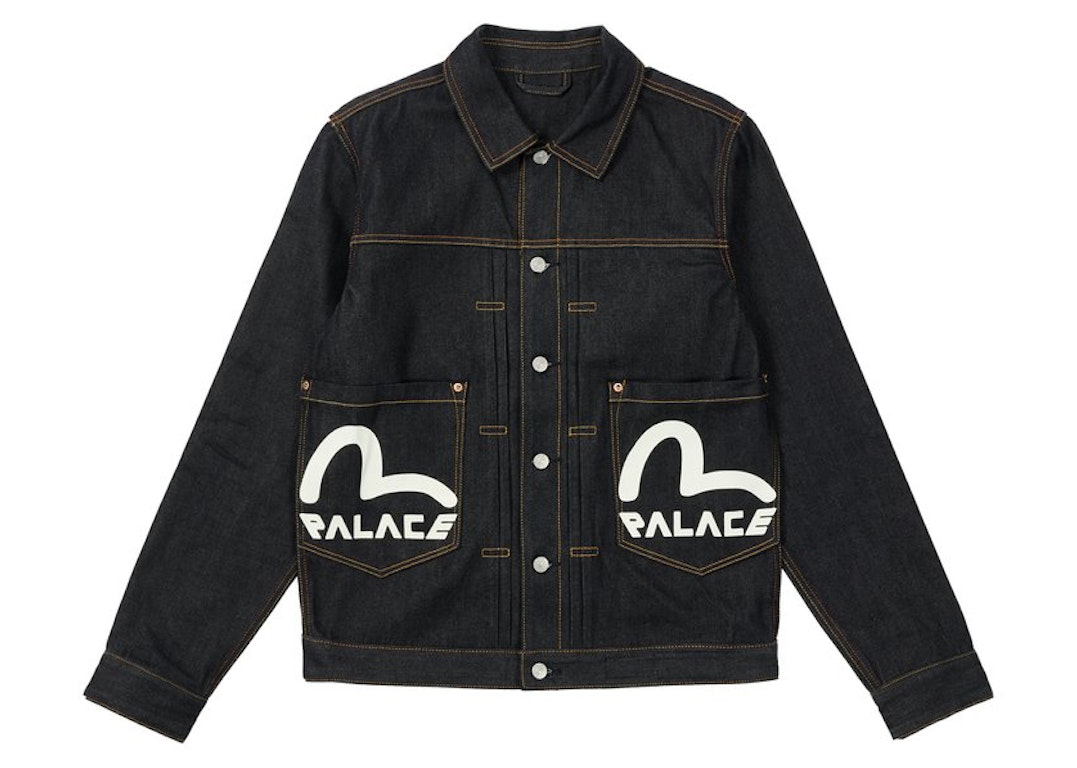 Pre-owned Palace X Evisu Classic Seagull Denim Jacket Indigo Raw