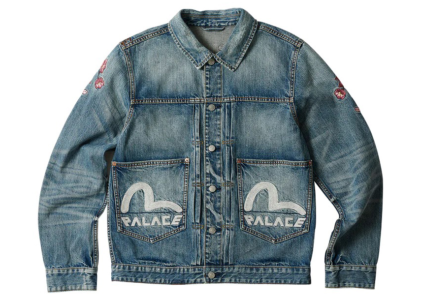 Palace x Evisu Type One Denim Jacket Stone Wash