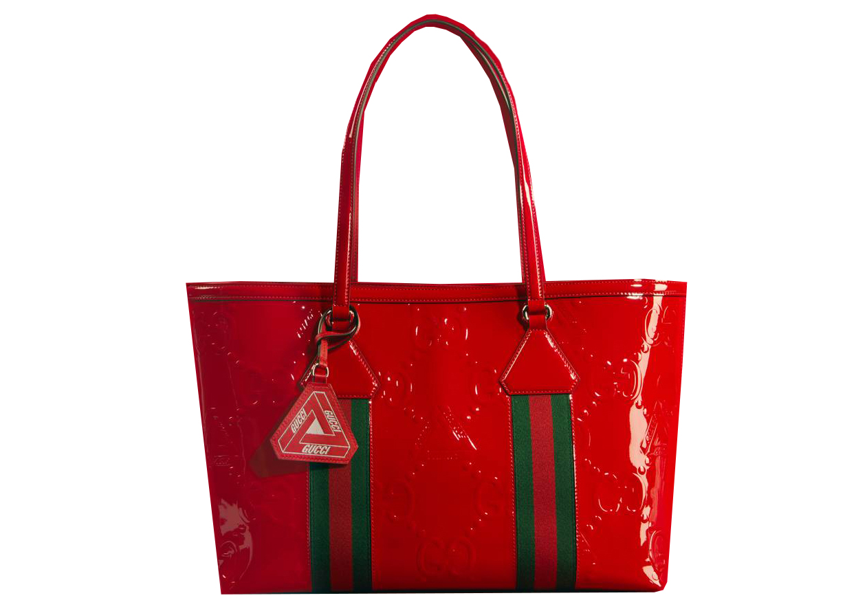 Palace x Gucci Embossed GG Jumbo Patent Leather Tote Bag Dark 