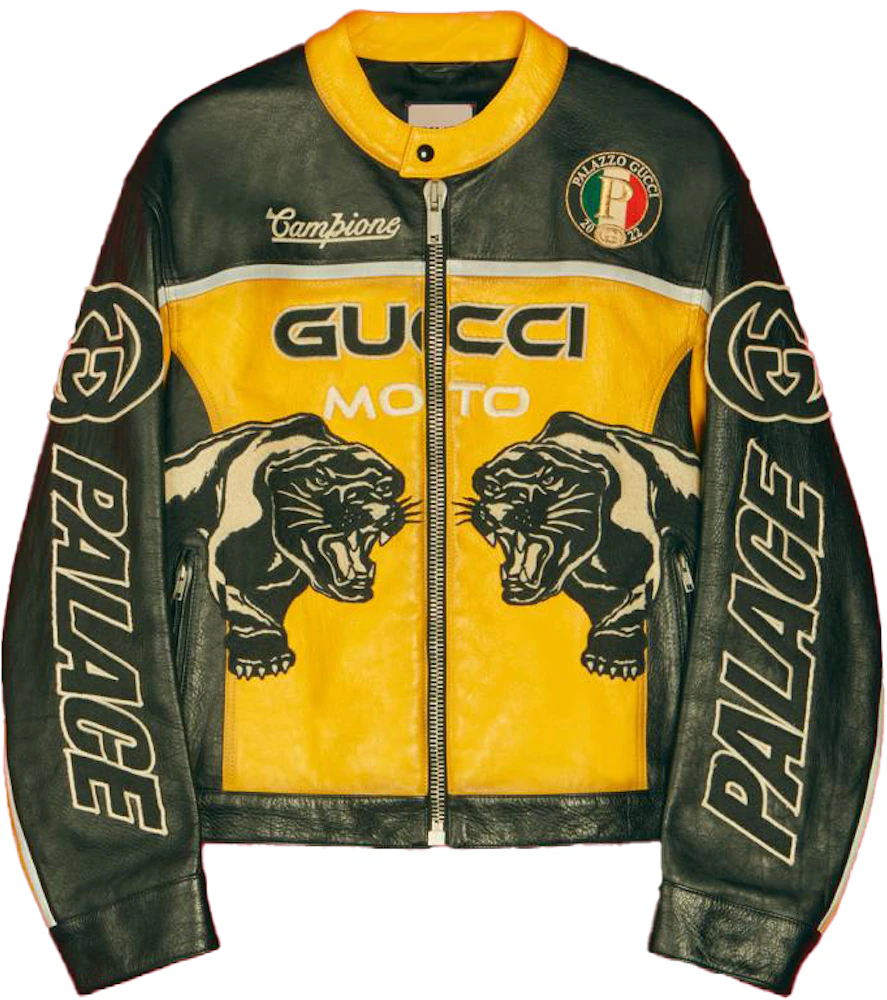 Ansøger have på vinder Palace x Gucci Embroideries and Patches Leather Jacket Black - FW22 - US