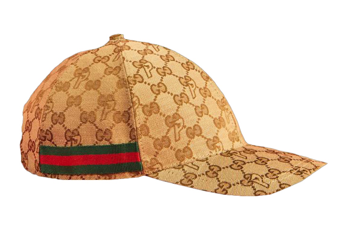 Pre-owned Palace X Gucci Gg-p Canvas Baseball Hat Beige