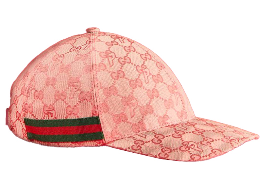 Pre-owned Palace X Gucci Gg-p Canvas Baseball Hat Pale Pink