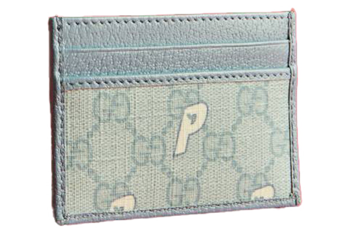 Pre-owned Palace X Gucci Gg-p Supreme Card Case Pale Blue