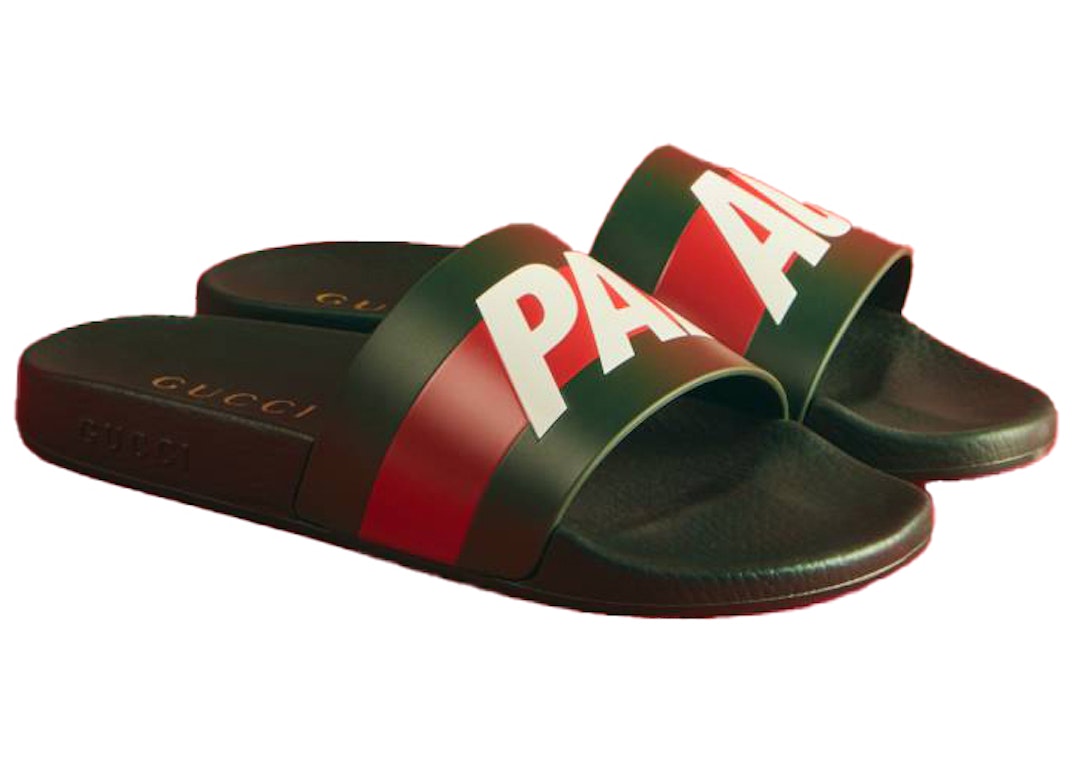 Pre-owned Gucci Palace X  Logo Web Slide Sandal Black