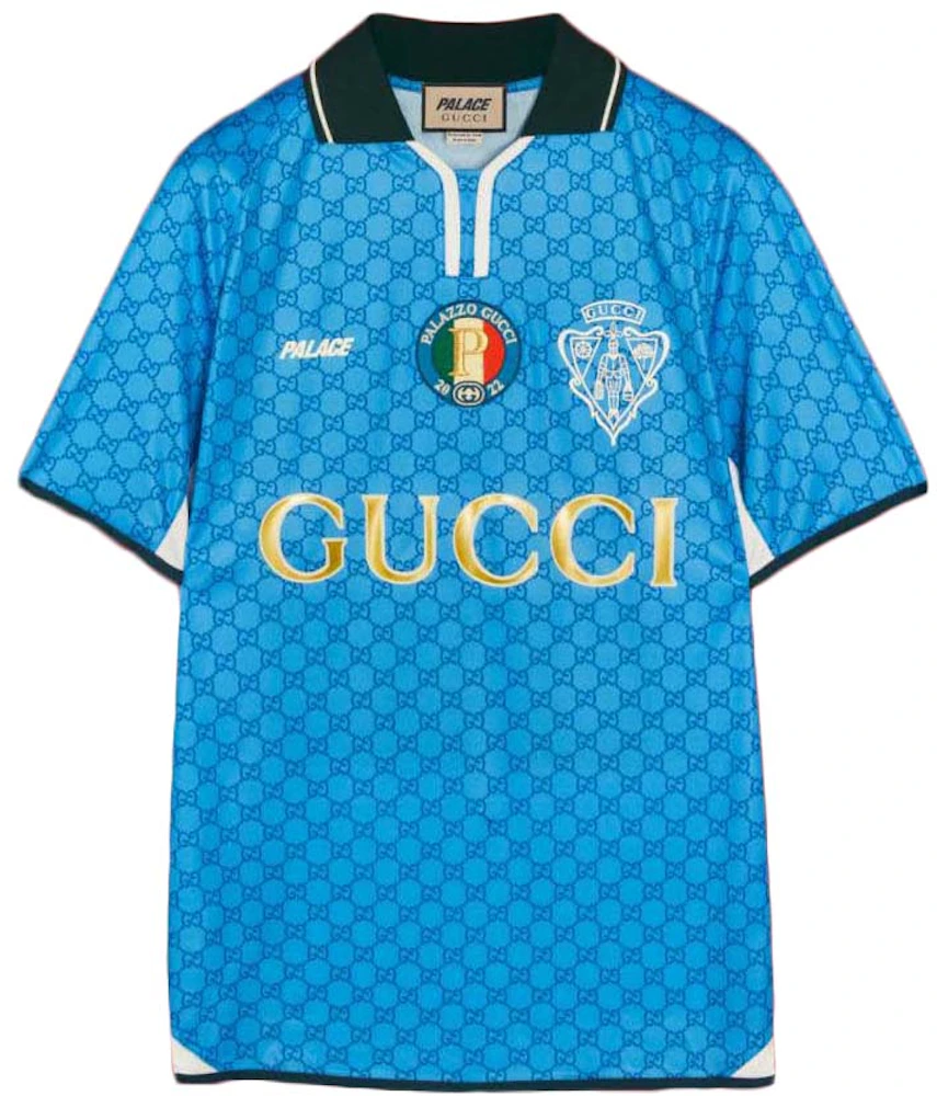 Palace x Gucci Printed All-Over GG Football Technical Jersey T-Shirt Blue