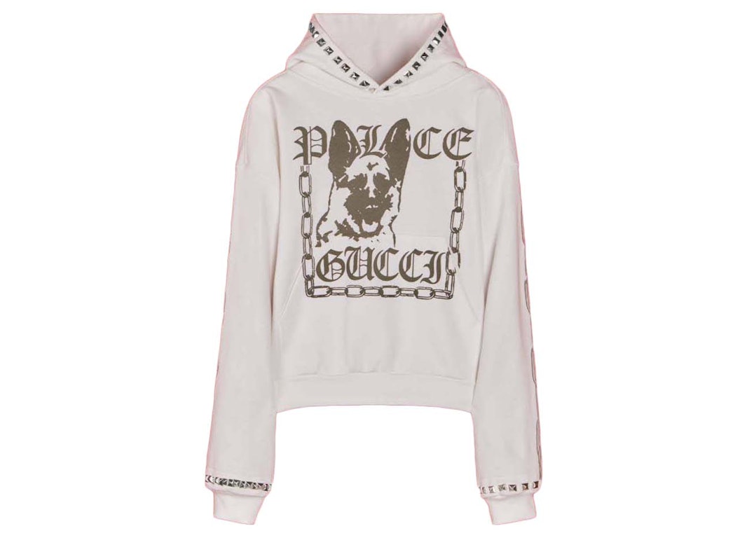 Pre-owned Palace X Gucci Printed Cotton Jersey Stud Sweatshirt Off-white