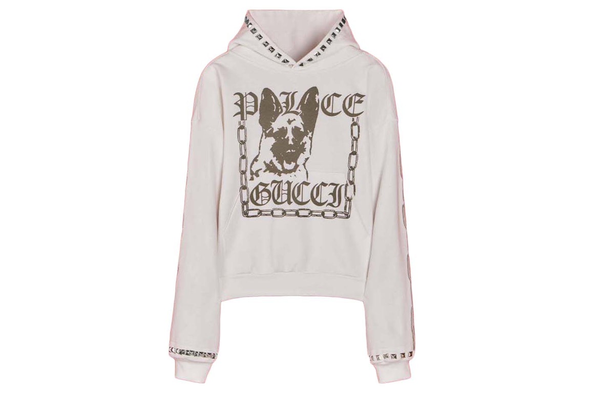 Pre-owned Palace X Gucci Printed Cotton Jersey Stud Sweatshirt Off-white