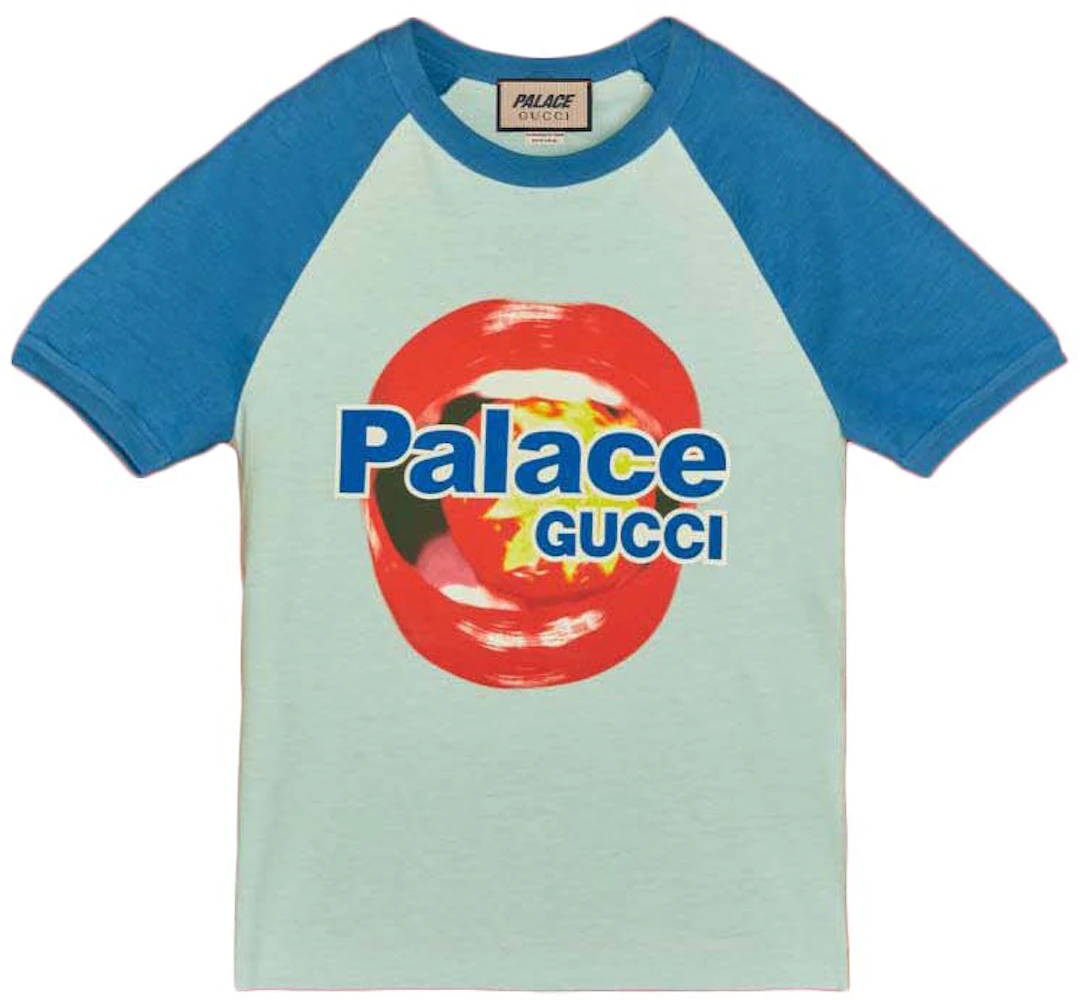 Forkert forum boliger Palace x Gucci Printed Cotton Jersey T-shirt Light Blue - FW22 - US