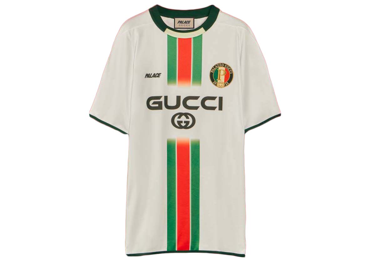 Palace x Gucci Printed Football Technical Jersey T-shirt White