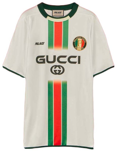 diskret Gnide underjordisk Palace x Gucci Printed Football Technical Jersey T-shirt White - FW22 - US